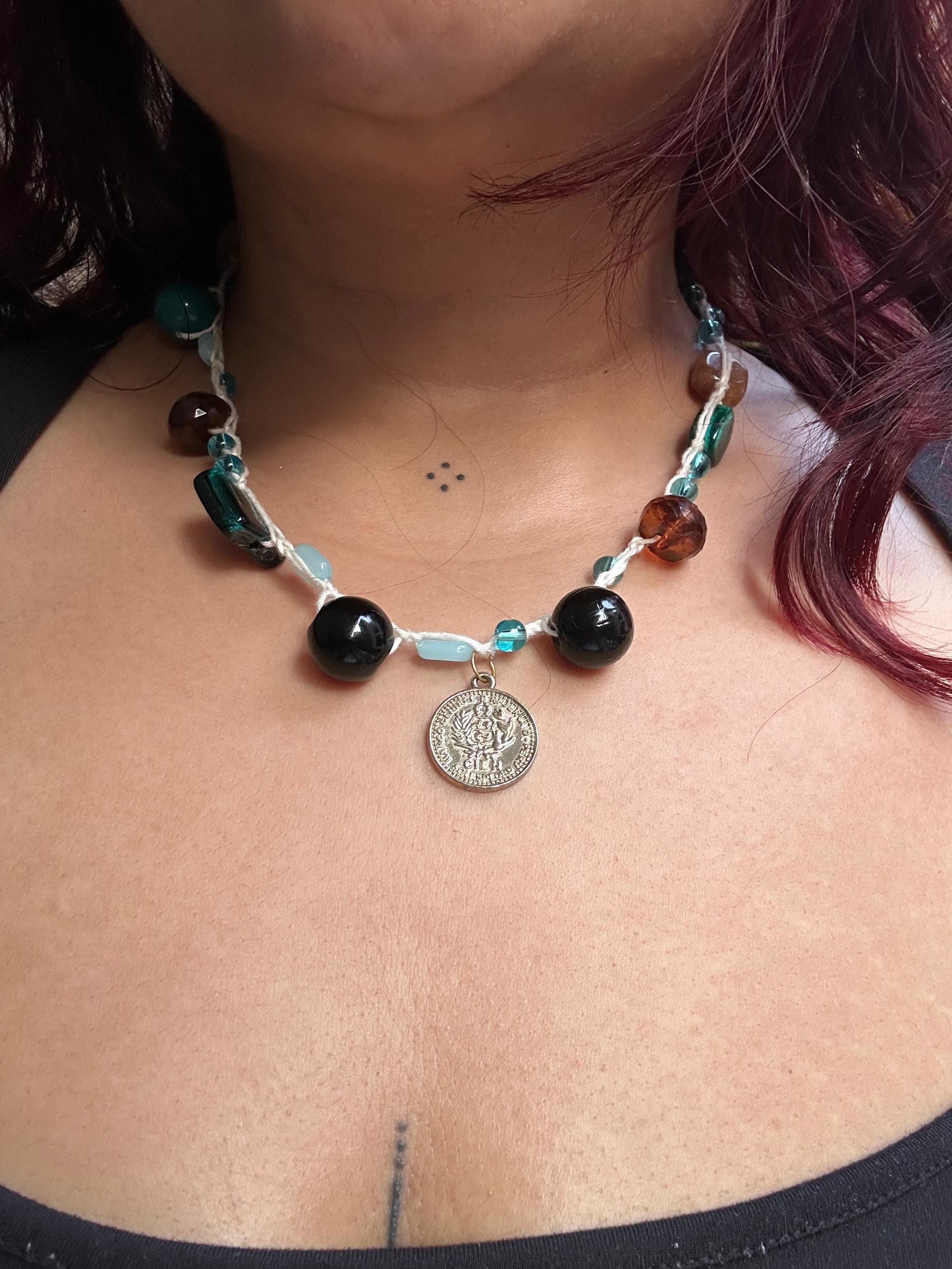 Golden Crochet Charm Choker